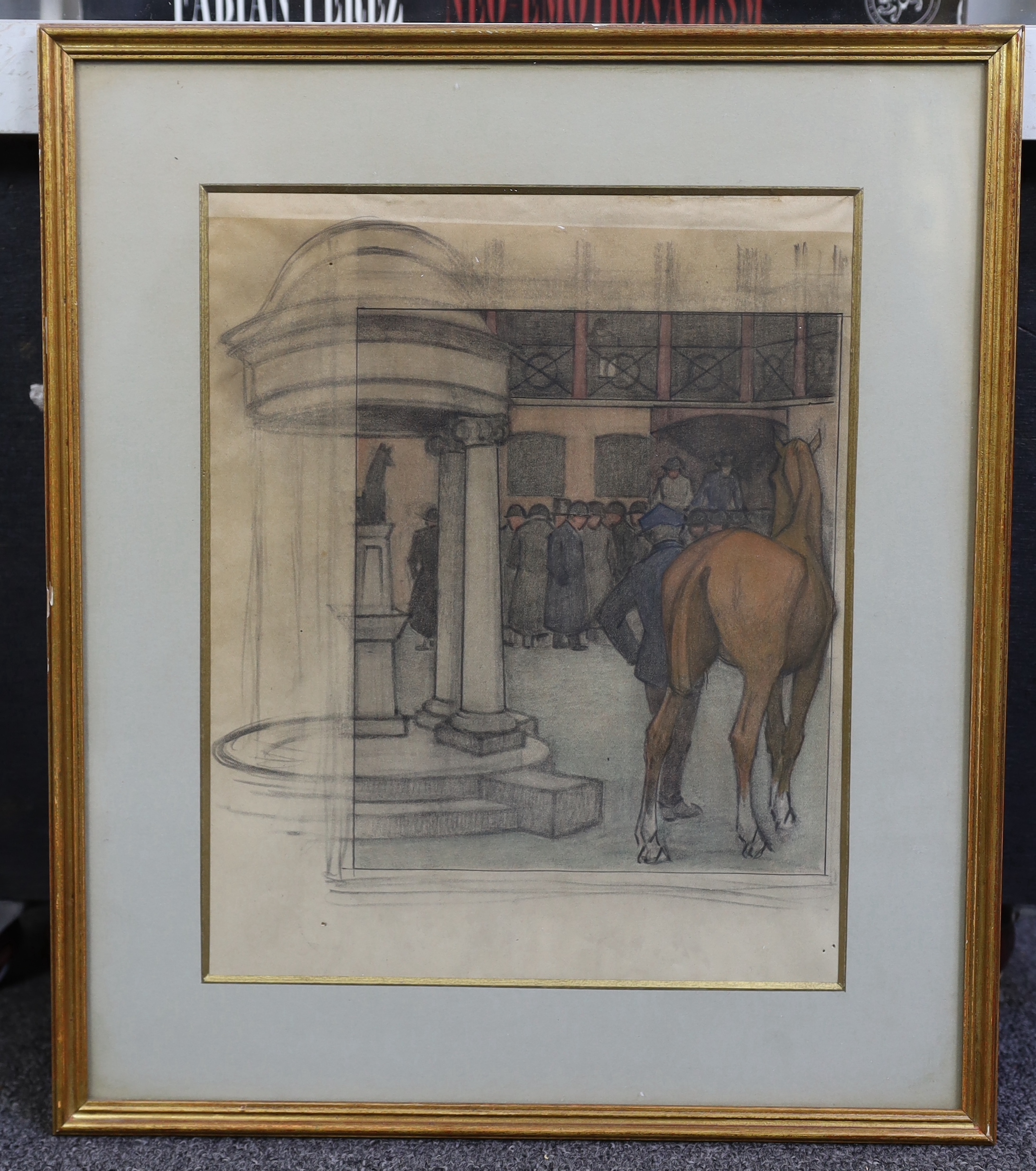 Robert Polhill Bevan (British, 1865-1925), Study for The Bayhorse, Tattersall’s, 1921 (Paul Mellon Bequest - Yale Centre for British Art), pencil and watercolour, 29 x 23.5cm